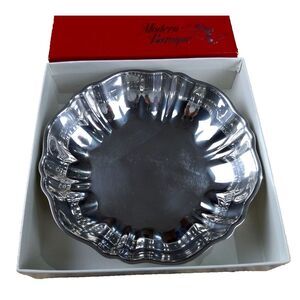 ONEIDA Scalloped Edge Bowl Modern Baroque Community Silverplate Orig Box Vintage